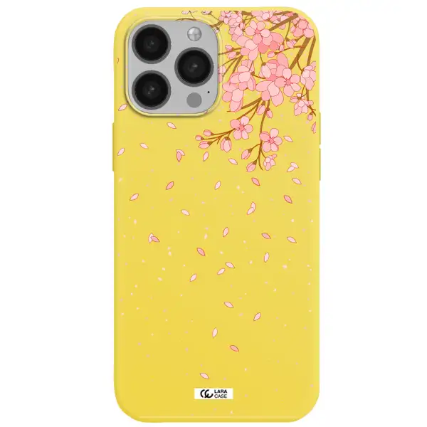 Sakura Fall Apple iPhone 13 Pro Max Silicone canary yellow Case