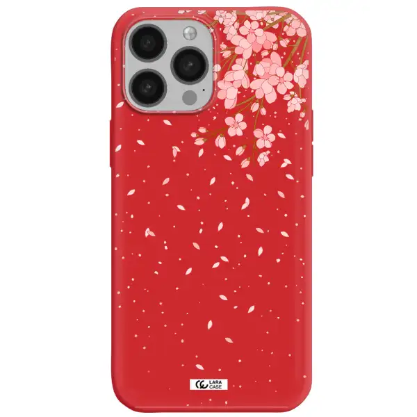 Sakura Fall Apple iPhone 13 Pro Max Silicone Imperial Red Case