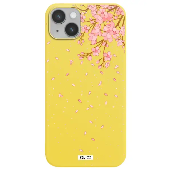 Sakura Fall Apple iPhone 14 plus Silicone canary yellow Case