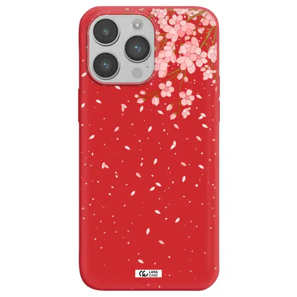 Sakura Fall Apple iPhone 14 pro max Silicone Imperial Red Case