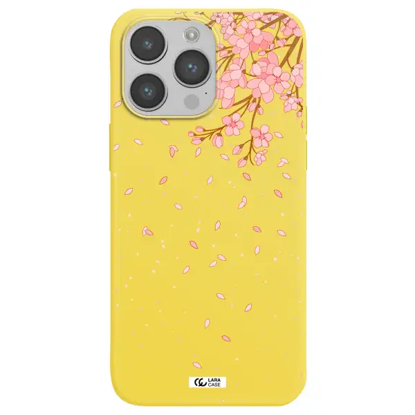Sakura Fall Apple iPhone 14 pro Silicone canary yellow Case