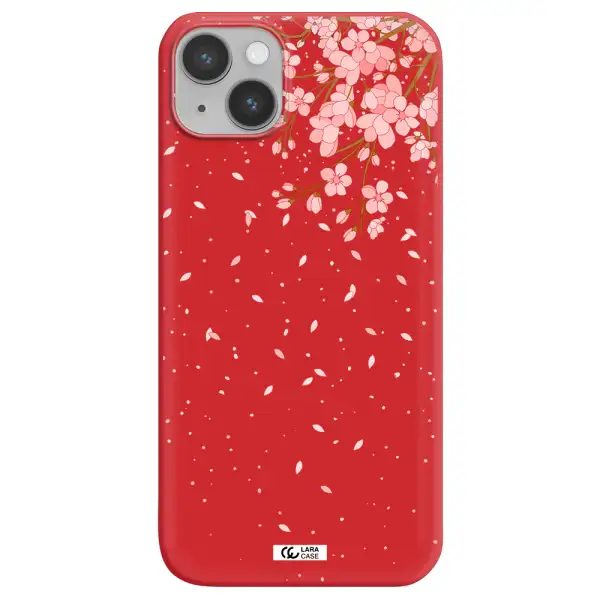 Sakura Fall Apple iPhone 14 Silicone Imperial Red Case