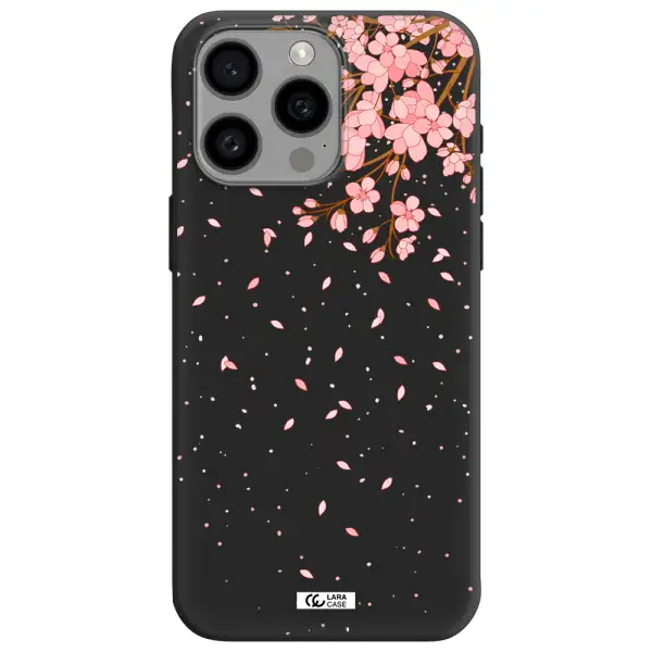 Sakura Fall Apple Iphone 15 Pro max Silicone black Case