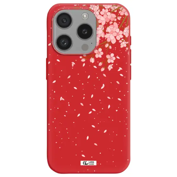 Sakura Fall Apple Iphone 15 Pro Silicone Imperial Red Case