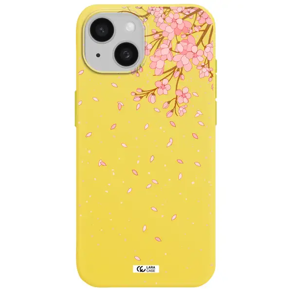 Sakura Fall Apple iPhone 15 Silicone canary yellow Case