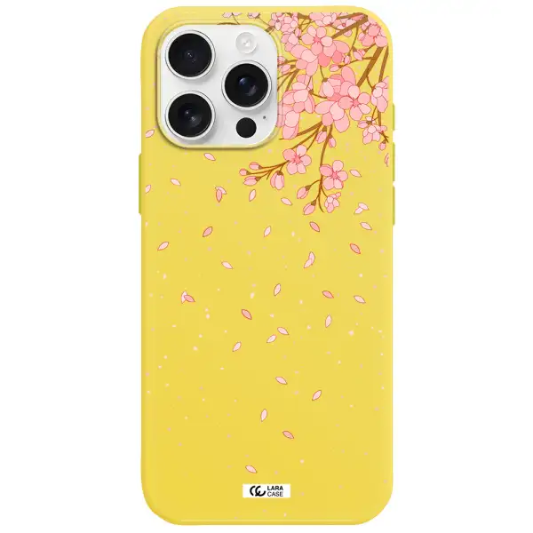 Sakura Fall Apple Iphone 16 Pro Max Silicone Canary Yellow Case