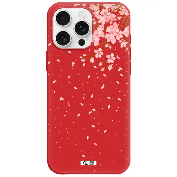Sakura Fall Apple Iphone 16 Pro Max Silicone Imperial Red Case