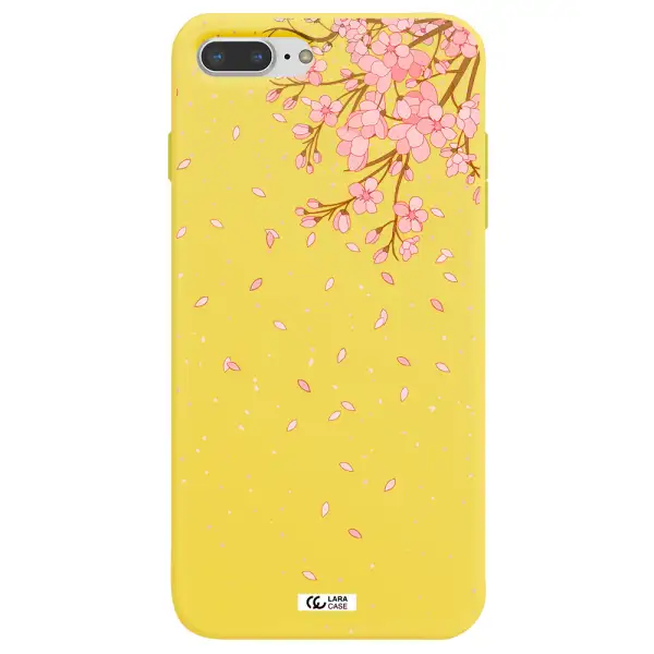 Sakura Fall Apple iPhone 8 plus Silicone canary yellow Case