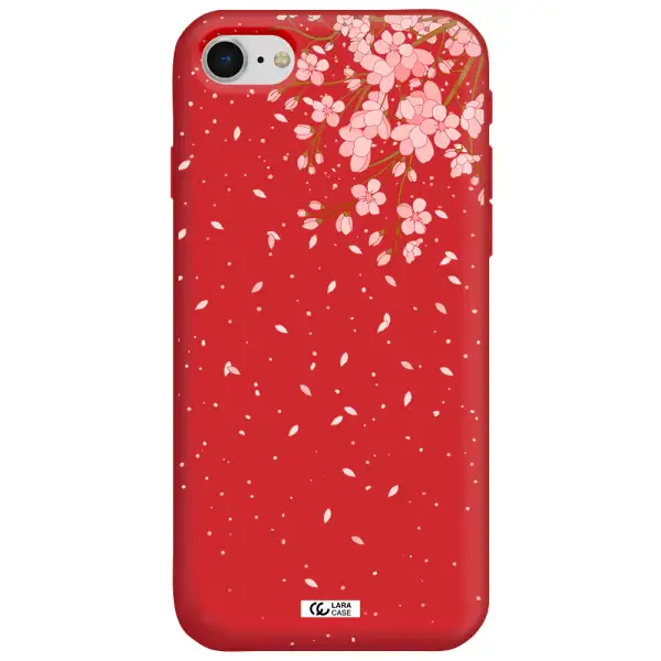 Sakura Fall Apple iPhone se 2020 Silicone Imperial Red Case