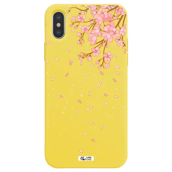 Sakura Fall Apple iPhone X Silicone canary yellow Case