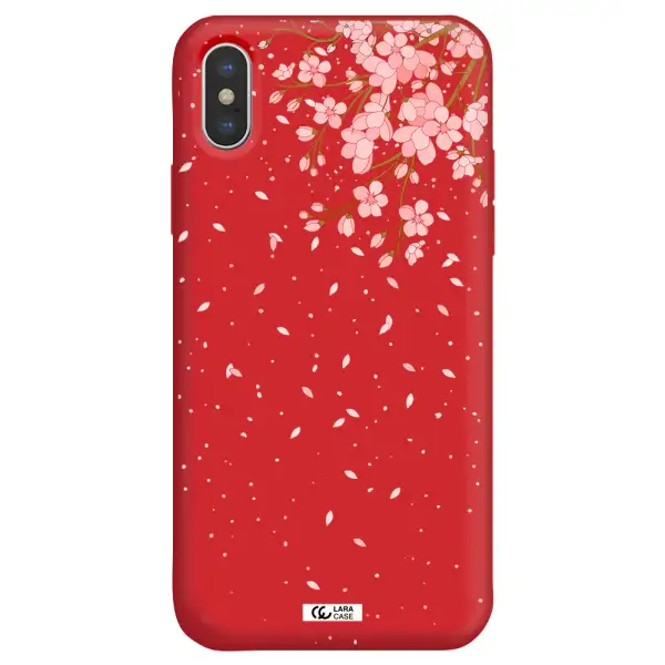 Sakura Fall Apple iPhone X Silicone Imperial Red Case