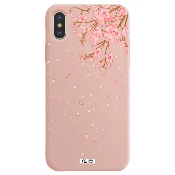 Sakura Fall Apple iPhone X Silicone pastel pink Case