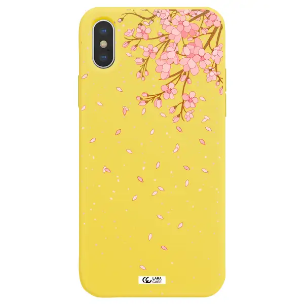 Sakura Fall Apple iPhone XS Silicone canary yellow Case