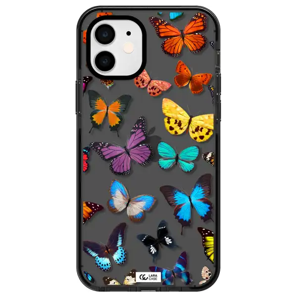 Colorful Butterflies Apple iPhone 11 impact Smoke Black Case