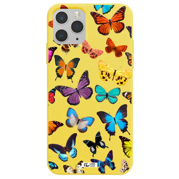 Colorful Butterflies Apple iPhone 11 pro Silicone canary yellow Case