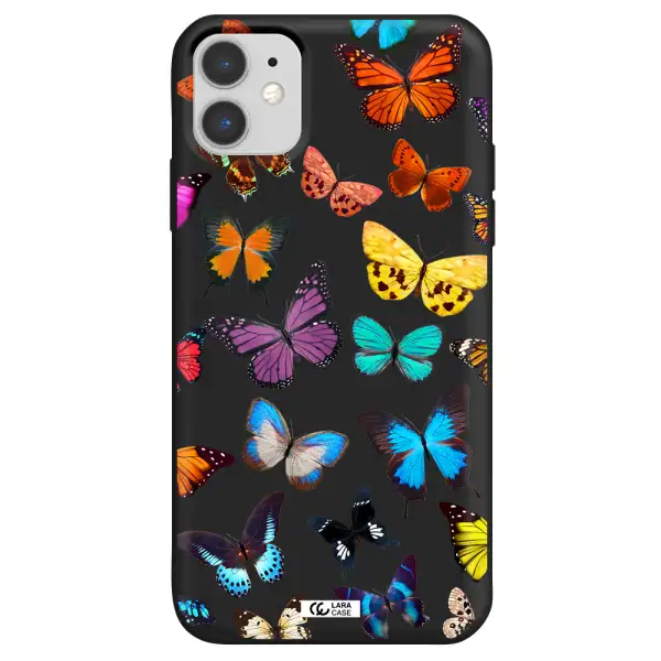 Colorful Butterflies Apple iPhone 11 Silicone black Case