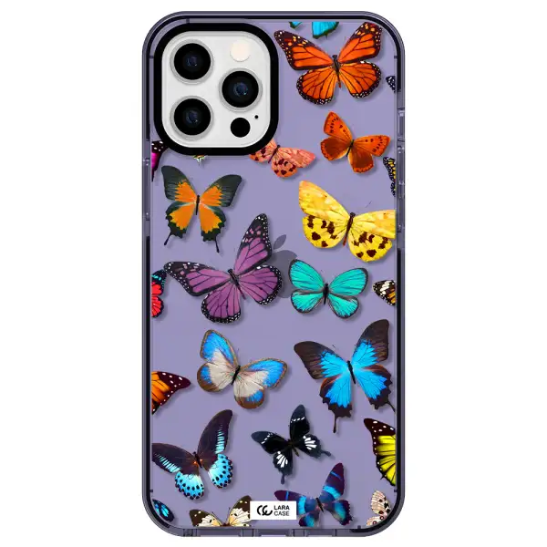 Colorful Butterflies Apple iPhone 12 pro max impact Lilac Case