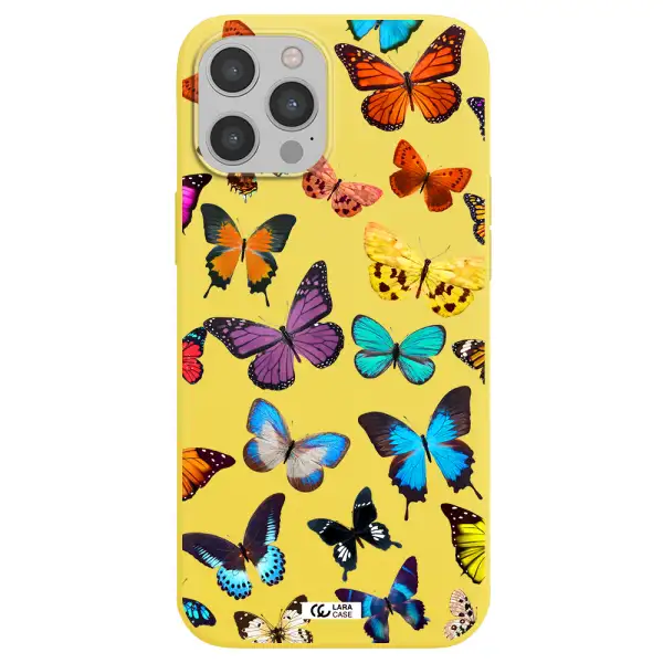 Colorful Butterflies Apple iPhone 12 pro Silicone canary yellow Case
