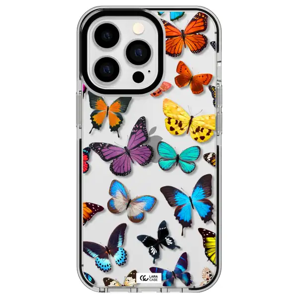 Colorful Butterflies Apple iPhone 13 Pro impact black border Case
