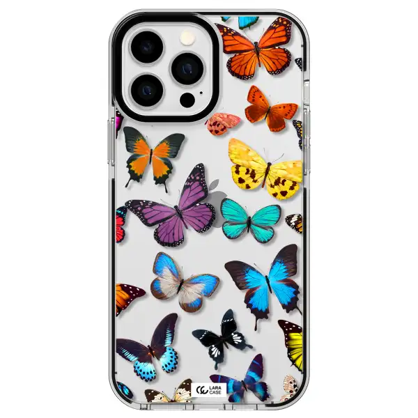 Colorful Butterflies Apple iPhone 13 Pro Max impact black border Case