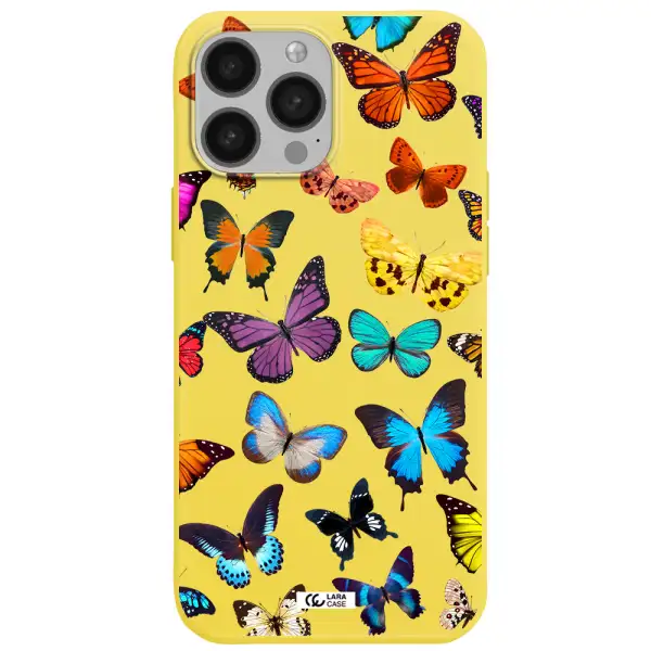 Colorful Butterflies Apple iPhone 13 Pro Max Silicone canary yellow Case