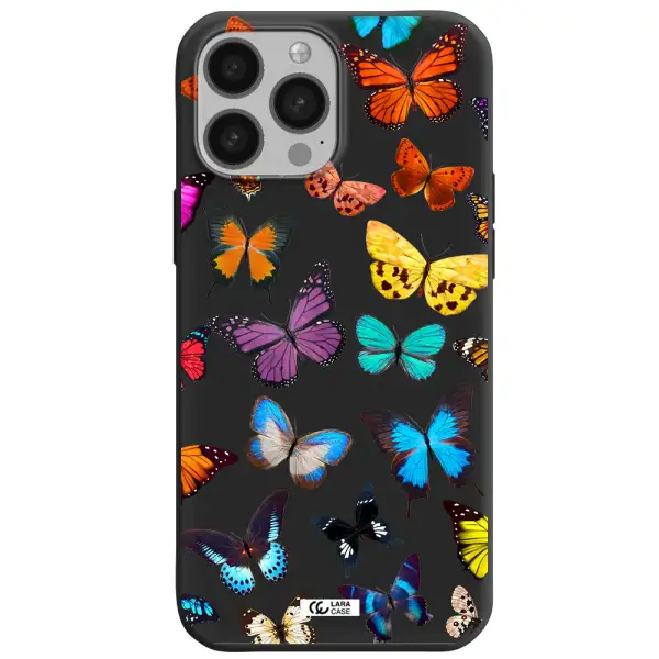Colorful Butterflies Apple iPhone 13 Pro Silicone black Case