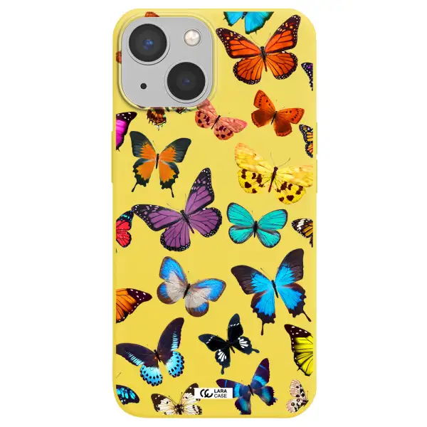Colorful Butterflies Apple iPhone 13 Silicone canary yellow Case
