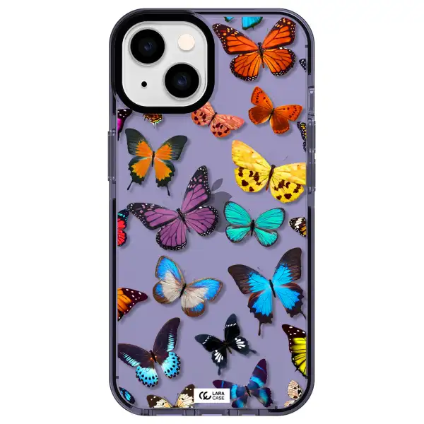 Colorful Butterflies Apple iPhone 14 impact Lilac Case