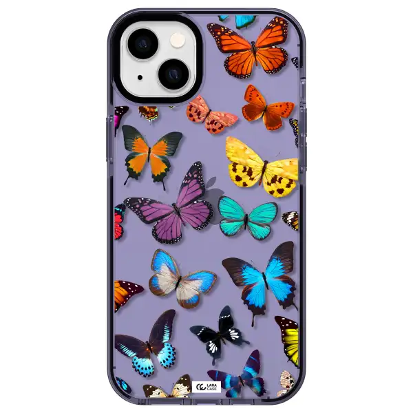 Colorful Butterflies Apple iPhone 14 plus impact Lilac Case