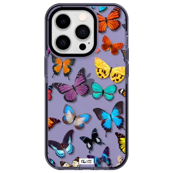 Colorful Butterflies Apple iPhone 14 pro impact Lilac Case