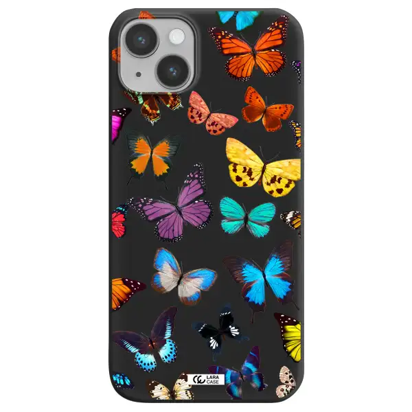 Colorful Butterflies Apple iPhone 14 Silicone black Case