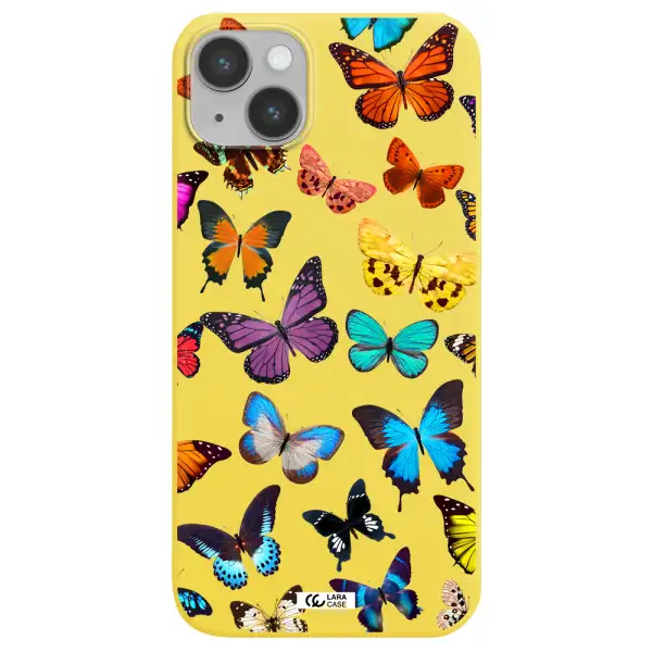 Colorful Butterflies Apple iPhone 14 Silicone canary yellow Case