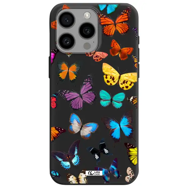 Colorful Butterflies Apple Iphone 15 Pro max Silicone black Case