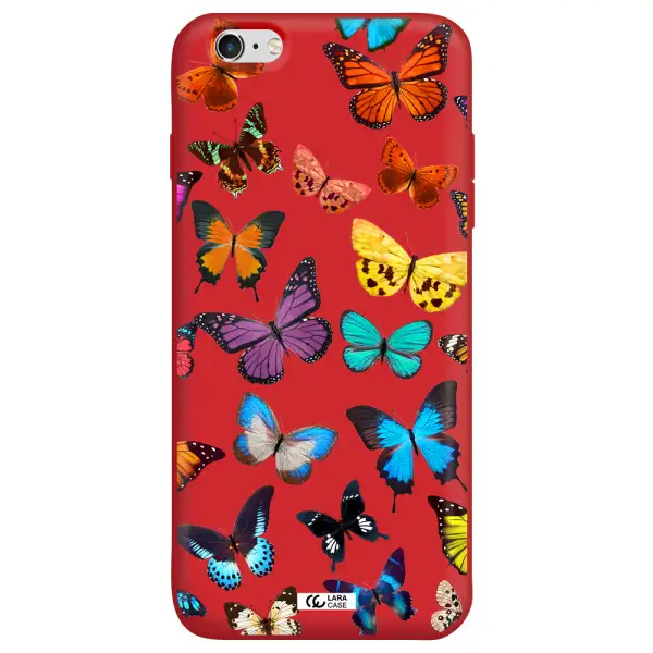 Colorful Butterflies Apple iPhone 6 s plus Silicone Imperial Red Case