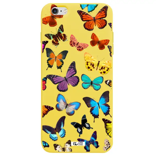Colorful Butterflies Apple iPhone 6S Silicone canary yellow Case