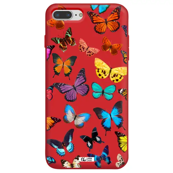 Colorful Butterflies Apple iPhone 7 plus Silicone Imperial Red Case