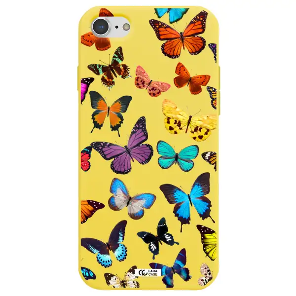 Colorful Butterflies Apple iPhone 8 Silicone canary yellow Case