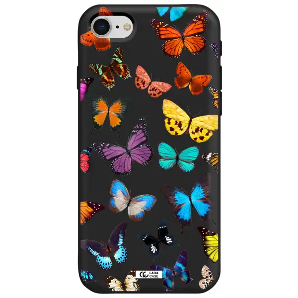 Colorful Butterflies Apple iPhone se 2020 Silicone black Case