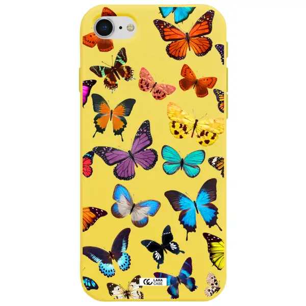Colorful Butterflies Apple iPhone se 2020 Silicone canary yellow Case