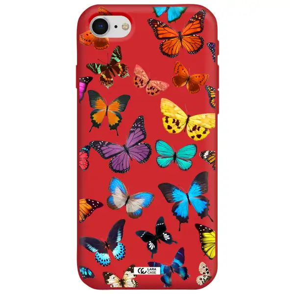 Colorful Butterflies Apple iPhone se 2020 Silicone Imperial Red Case