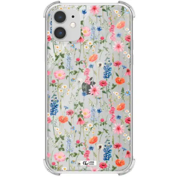 Green Blue Red Flowers Apple iPhone 11 Clear PC Case