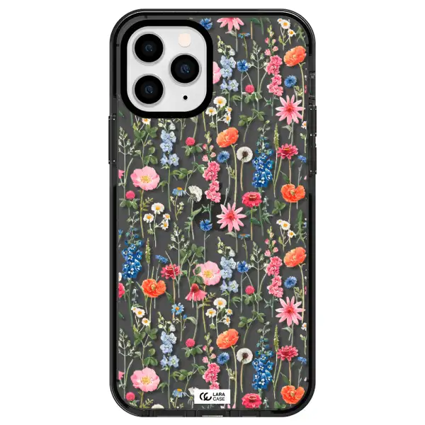 Green Blue Red Flowers Apple iPhone 11 pro max impact Smoke Black Case
