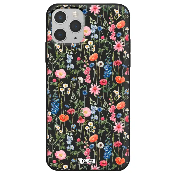 Green Blue Red Flowers Apple iPhone 11 pro max Silicone black Case