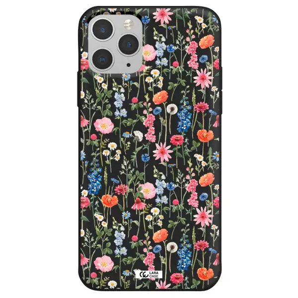 Green Blue Red Flowers Apple iPhone 11 pro Silicone black Case