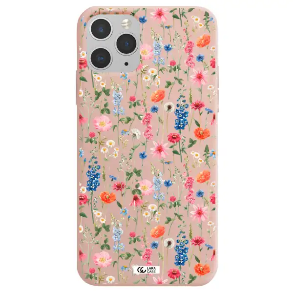 Green Blue Red Flowers Apple iPhone 11 pro Silicone pastel pink Case
