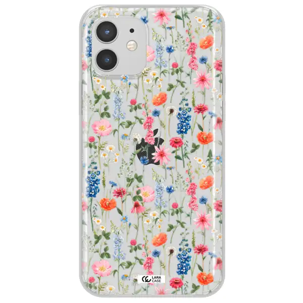 Green Blue Red Flowers Apple iPhone 12 Clear TPU Case