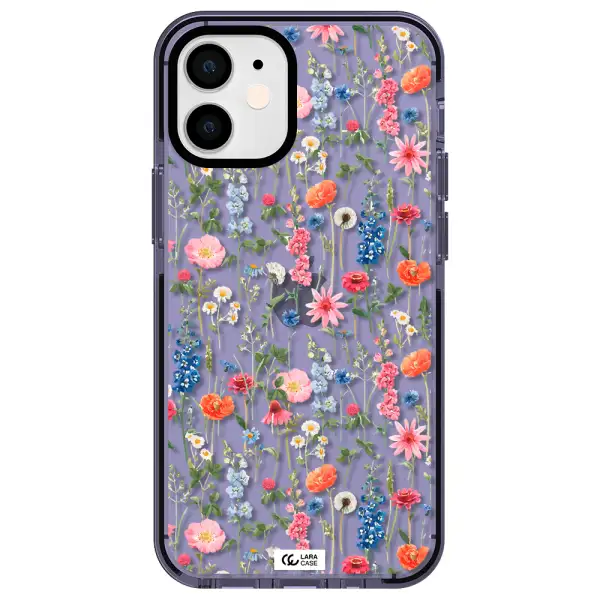 Green Blue Red Flowers Apple iPhone 12 mini impact Lilac Case