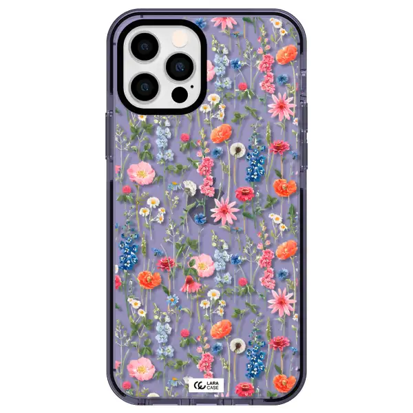 Green Blue Red Flowers Apple iPhone 12 pro impact Lilac Case