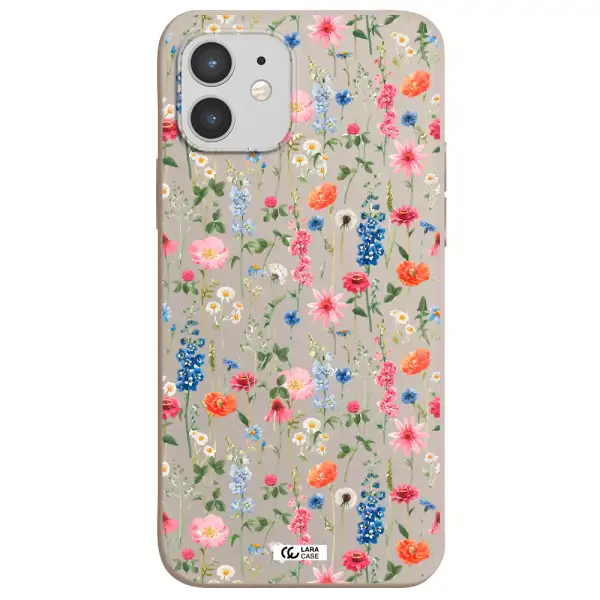 Green Blue Red Flowers Apple iPhone 12 Silicone Stone Case