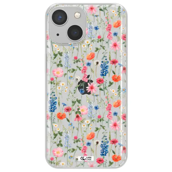 Green Blue Red Flowers Apple iPhone 13 Clear TPU Case